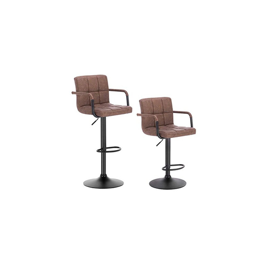 WOLTU Bar Stools Dark Brown Bar Chairs Breakfast Dining Stools for Kitchen Island Counter Bar Stools Set of 2 pcs Amrests/Faux Leather Exterior/A