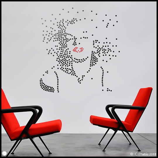 Marylin Monroe Decal Marylin's Face in Many Dots, Graphical With Red Lips, Bicolor Vinyl. Celebrating 50 Years