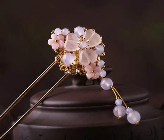 Purple Hair Fork, Hanfu Hairpin, Stick Comb, Classical Shake U-Shaped Pins, Plugs Country Style, Simple Accessories
