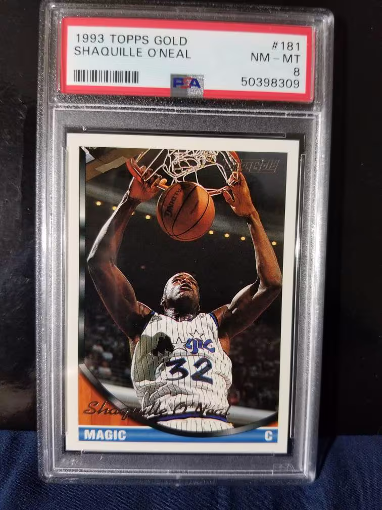 Shaquille Oneal Orlando Magic Lakers Heat 4x Nba Champion Mvp Tnt Cohost Rare Psa 8 1993 Topps Gold 181 O'neal