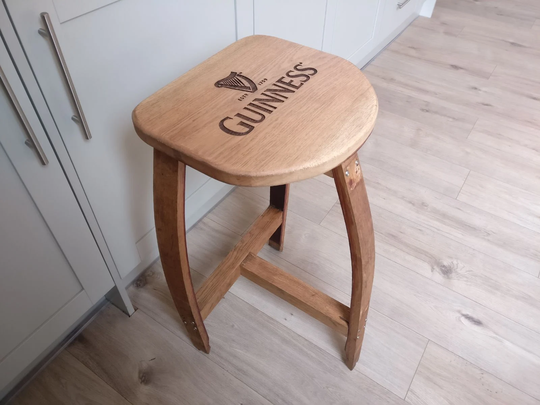 Handmade Wine Barrel Oak Bar Stool Made From Staves, Solid Pub Seat Chair, Available With Personal Engraving