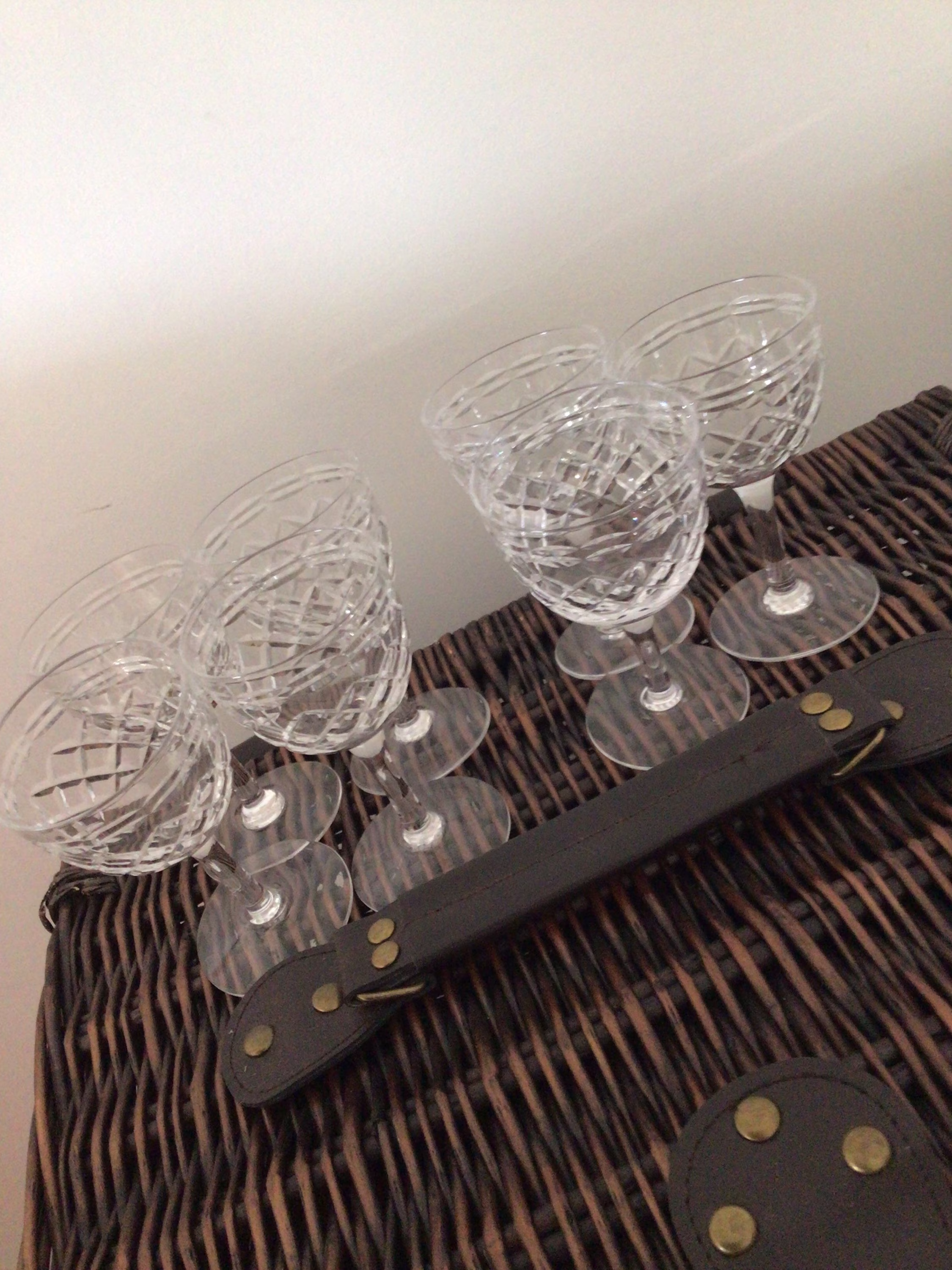 7 Vintage 1960 Stamped Made in Tudor England Lead Crystal Cut Glass Sherry Port Aperatif Liquor Digestif Retro Eams Kitch Excellent