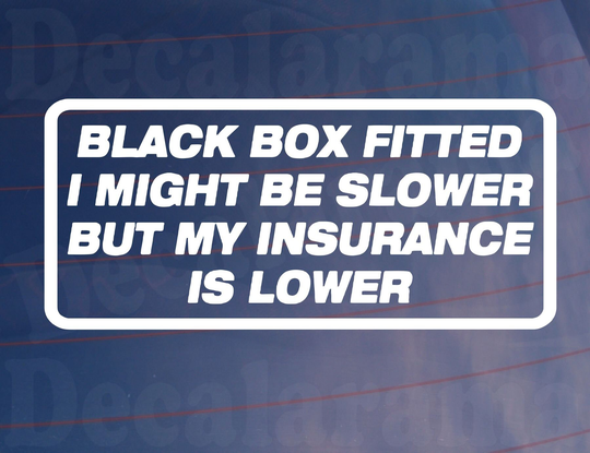 Car Sticker Black Box Fitted Slower But Insurance Is Lower Window Bumper Door Young Driver Decal
