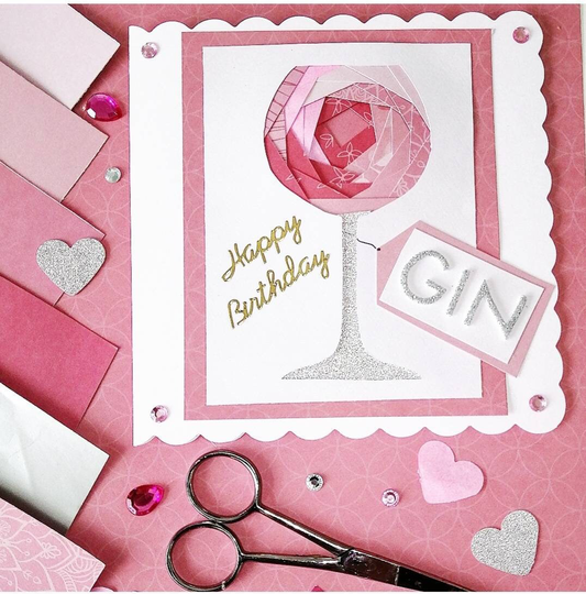 Handmade Gin Iris Folded Birthday Card