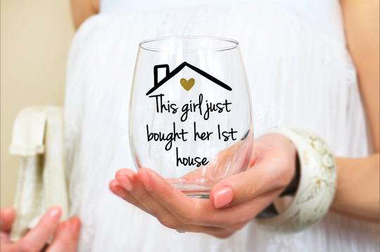 New Homeowner Wine Glass, Homeowner Gift, Housewarming First Time Gift For Friend, House