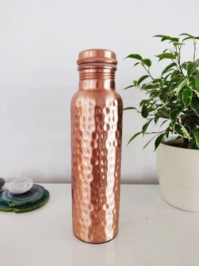 Personalised Pure Copper Water Bottle, Hammered Style Birthday/Anniversary Gifts