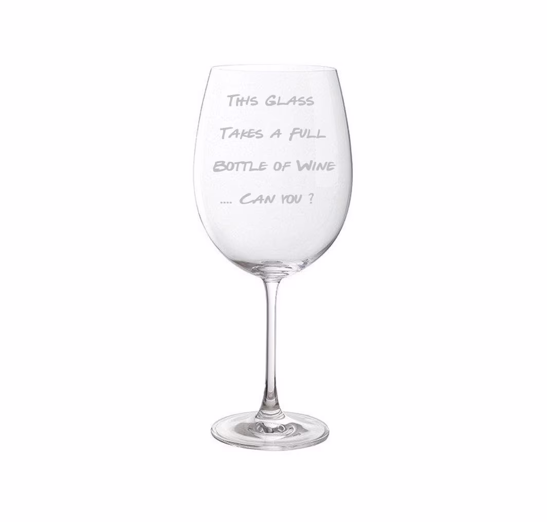Personalised Dartington Just The One Giant Wine Glass. Takes A Full Bottle - Add Your Own Message