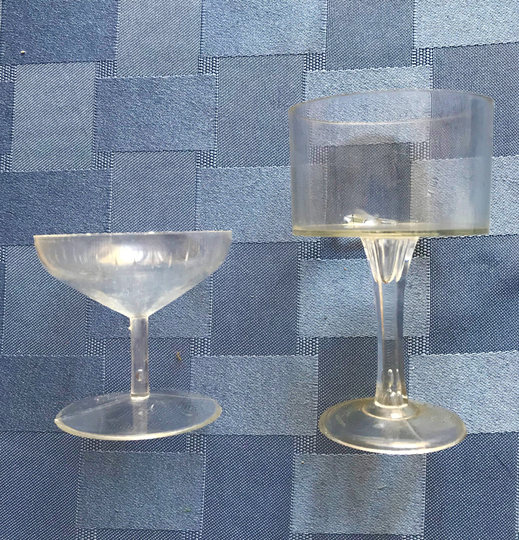 Plastic Mini Glasses Champagne 4 Styles in Clear & Gold, Tall Stem Shot Glass & Floral Design Brandy Glass-Great Retro Favor For Parties