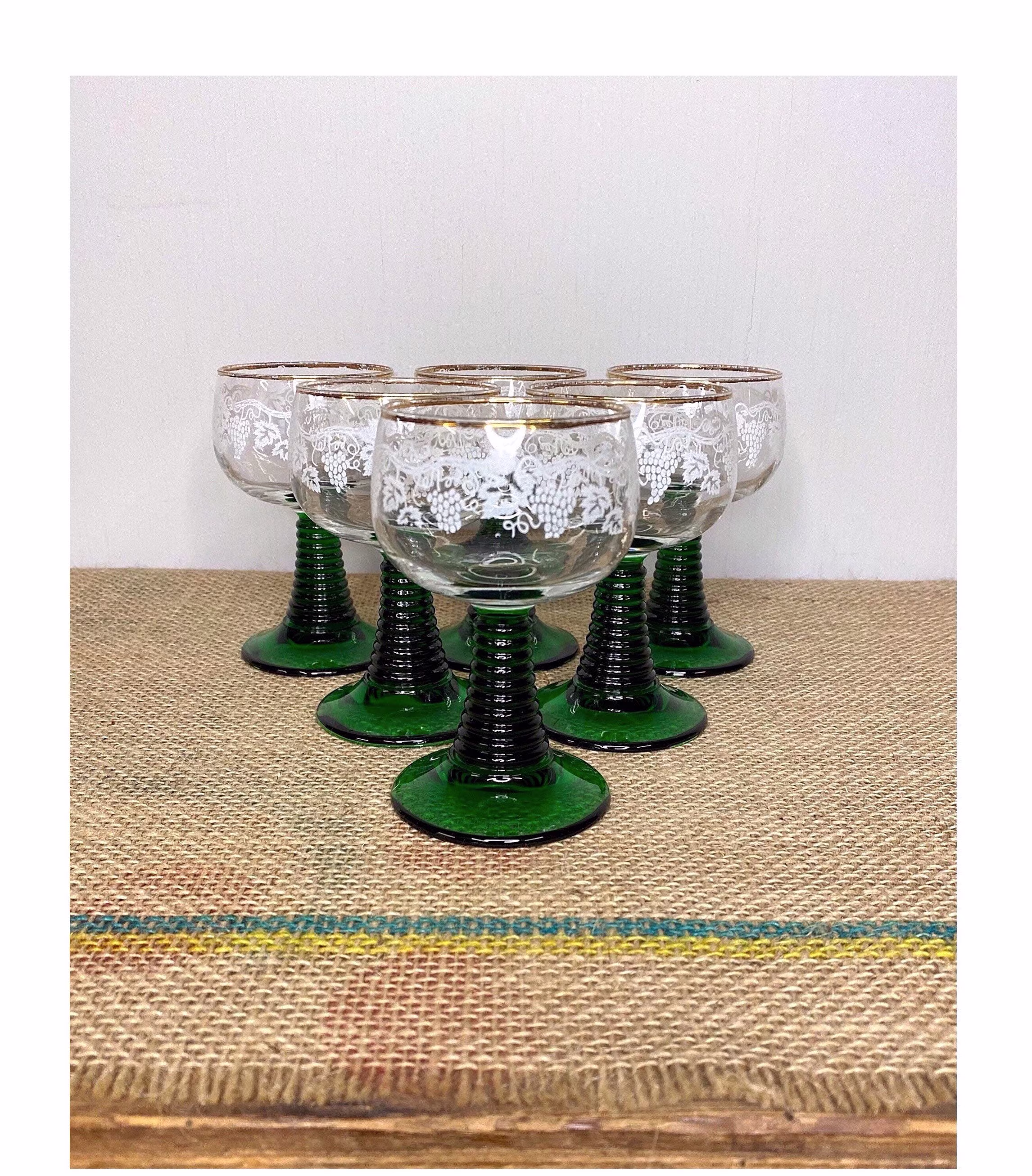 Vintage Set Of Six 1970's Decorated Beehive Glasses
