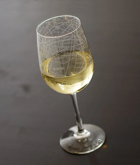 Paris Map Stemmed Wine Glass | Engraved Glasses | 16Oz Etched Stem Bridesmaid Gift For Her