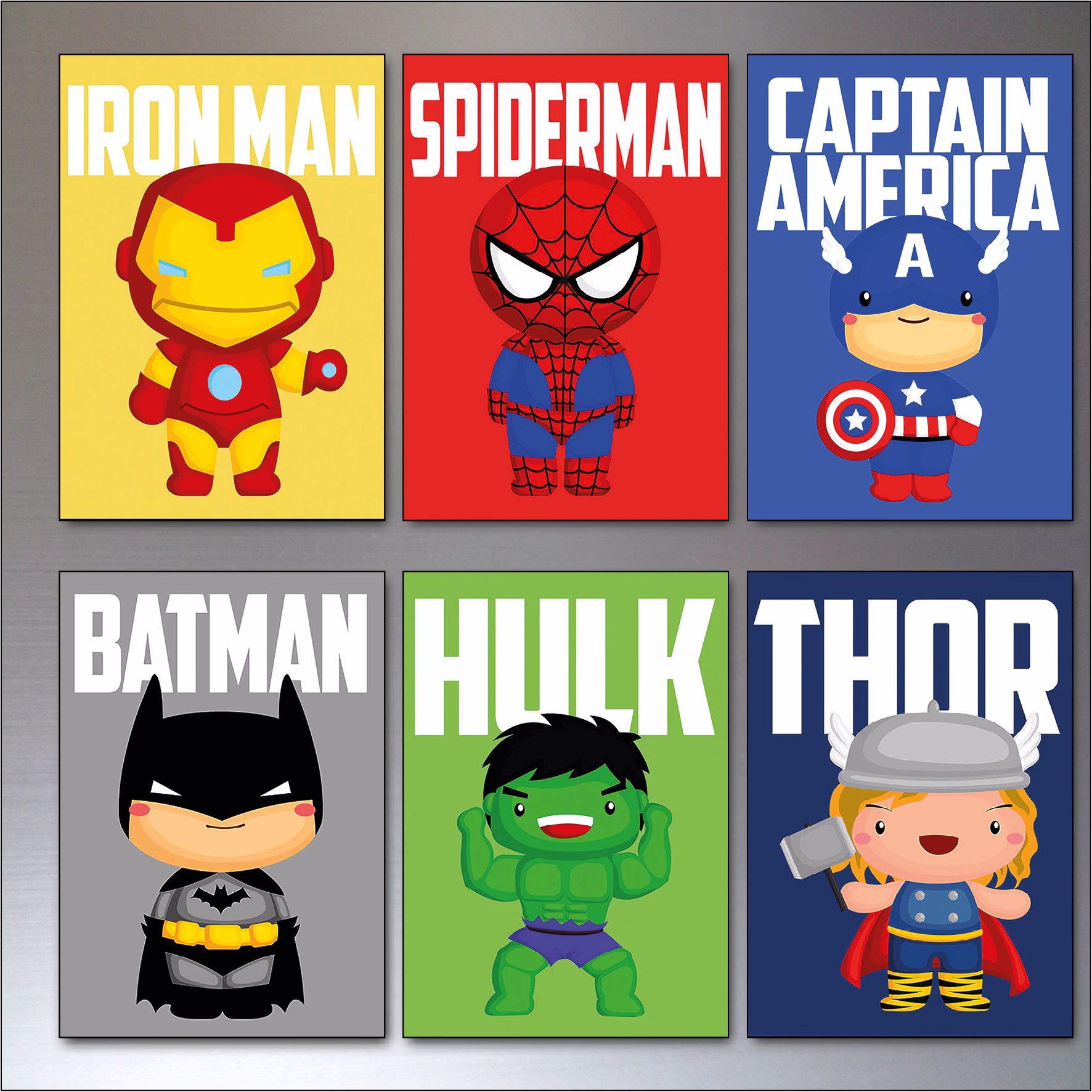 Vintage Super Hero & Villain Fridge Magnets - Set Of 8 Large Fridge Magnets No.5