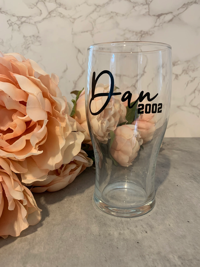 Personalise Pint Glass/Name Year Beer Cider Him Her Football 18Th Gift 21st Birthday 30Th 40Th Christmas Secret