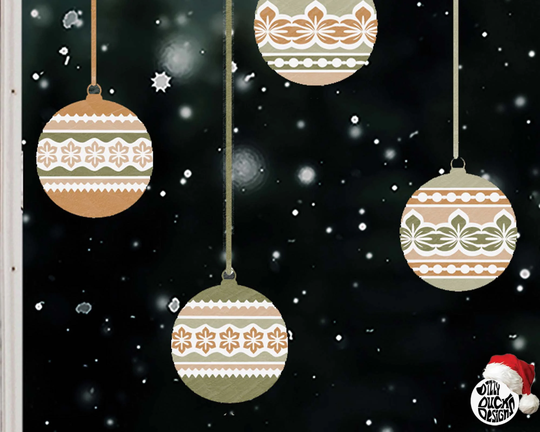 10 Nordic Christmas Window Bauble Stickers - Boho Xmas Decorations Decals By Dizzy Duck