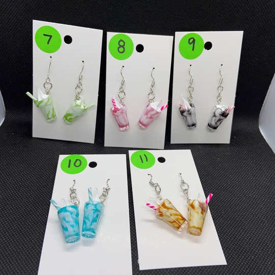 Milk Shake Earrings, Milk Sundae Earrings, Variety Milkshake Dangle Earrings