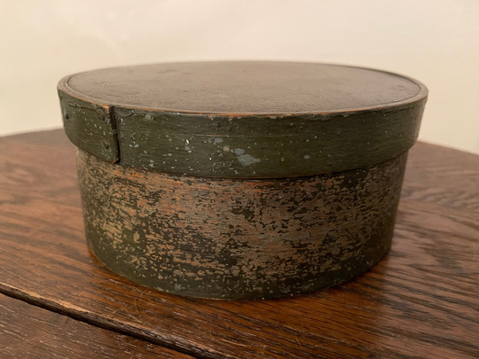 Antique Green & Blue Painted Primitive Bentwood Pantry Box, Shaker Style