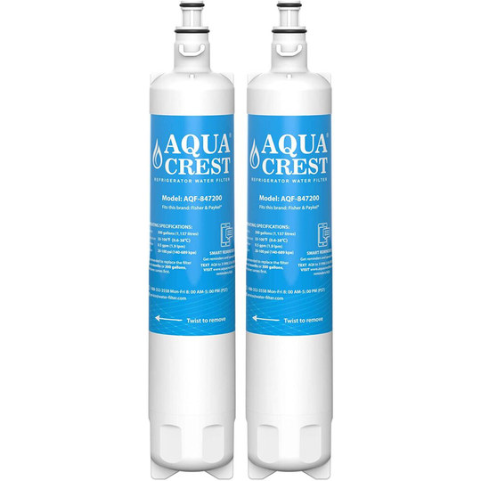2X AQUACREST 847200 Fridge Water Filter, Compatible with Fisher & Paykel 847200, RS9120W Activesmart Integrated and More - For Product Codes Starting