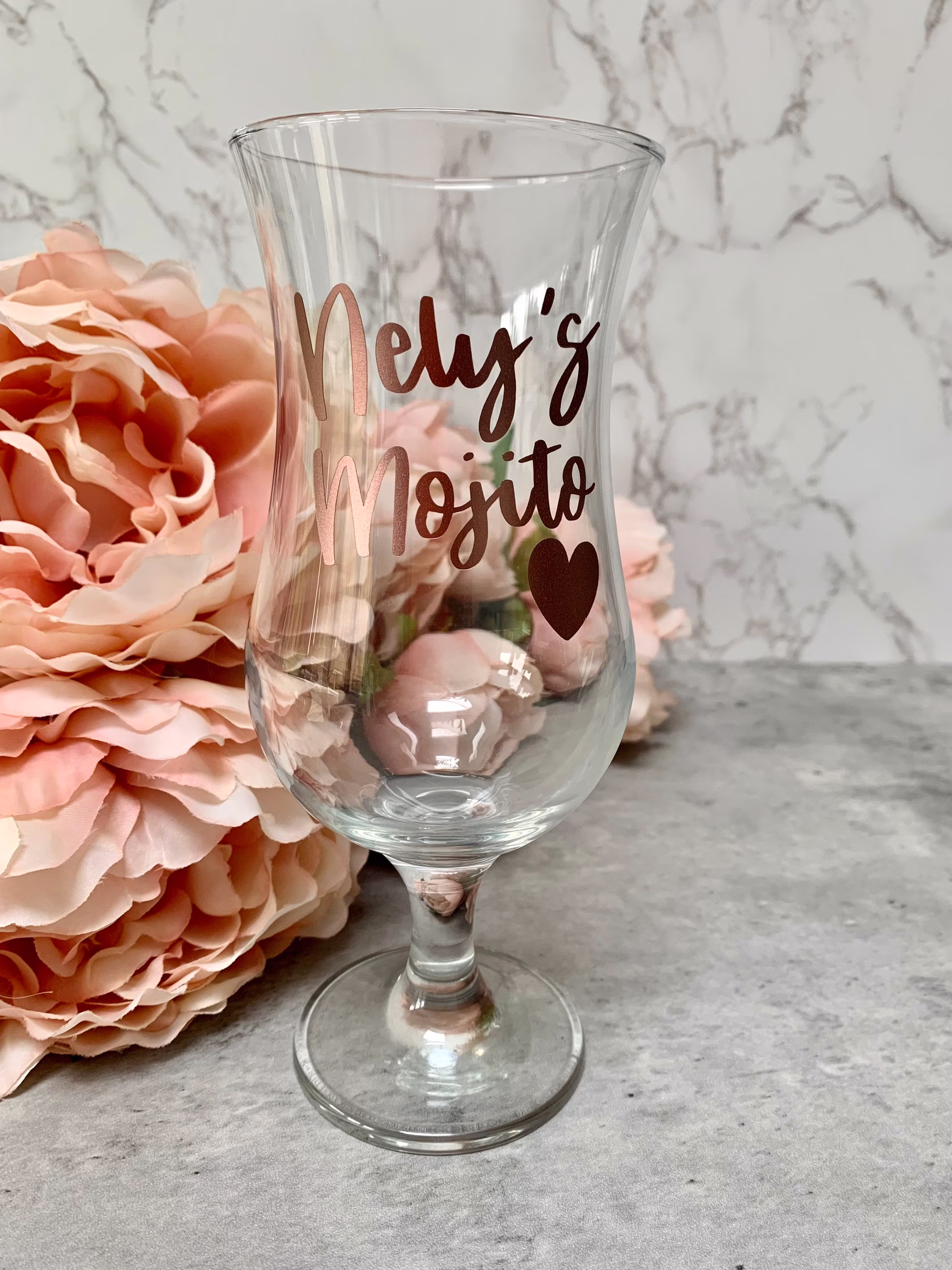 Personalised Piña Colada Cocktail Glass // Cocktail Glass, Lover, Home Bar Gift, Birthday Present, Hurricane Glass