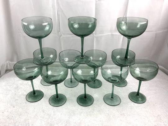 Elegant Misty Green Wine/Water Goblets, Set Of 12