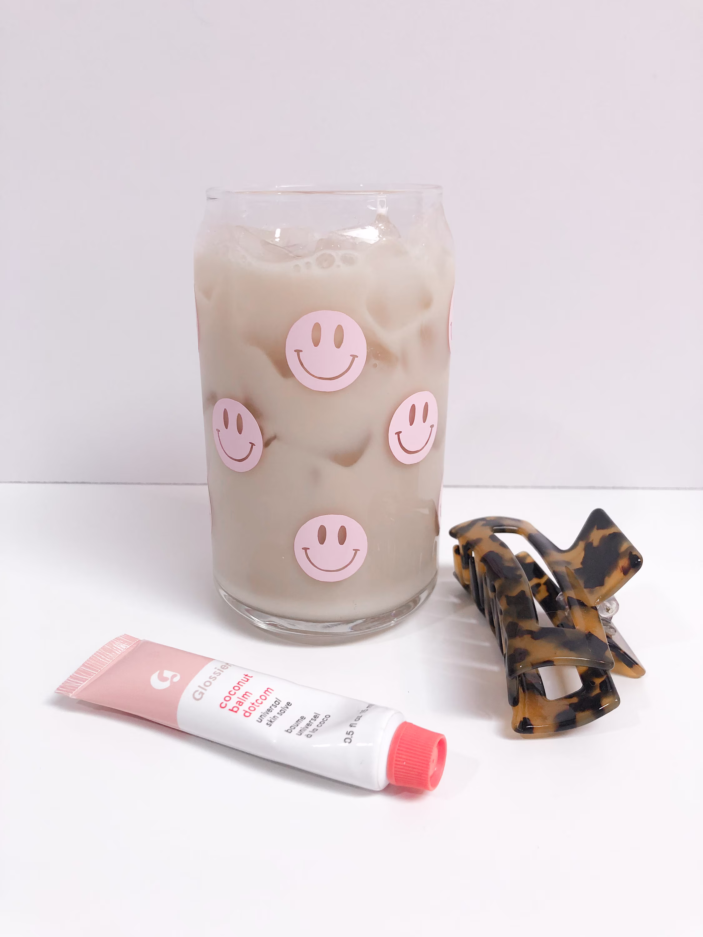 Smiley Face Beer Coffee Glass Cup, Class, Glass, Aesthetic Customizable Cup