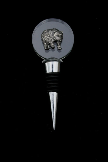 Bear Glass & Metal Red Wine Or Whisky Bottle Stopper Cork Wildlife Christmas Gift 026