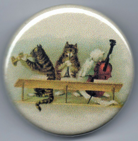 Cat Band 1.25 Inch Pin Back Button Vintage Image