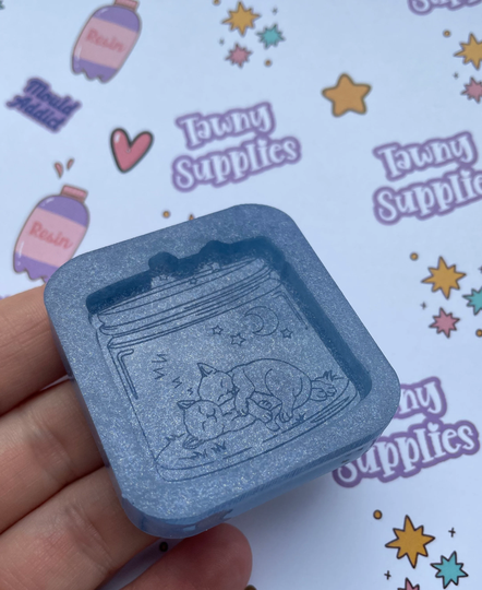Sleeping Cats Jar Mould, Resin 3mm Thick