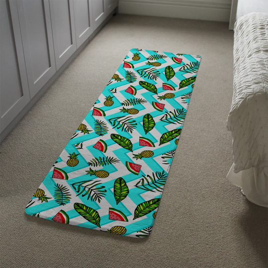 Lightner Pineapple and Watermelon Designer Shaggy Green/Blue Rug