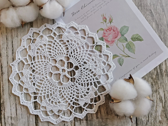White Mini Doily, Fine Mug Rug, Cotton Coaster