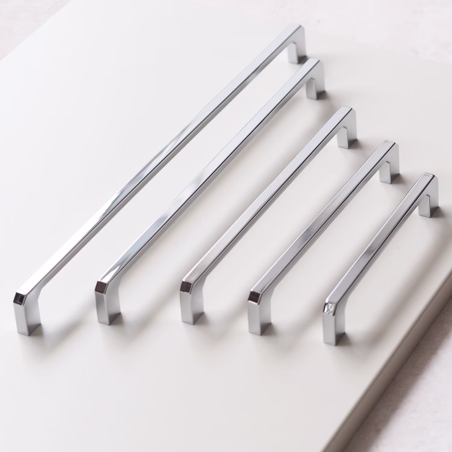 Square Angled Polished Chrome D Kitchen Cabinet Handles | 5 Sizes Cupboard Door Drawer Pull Wardrobe Furniture Replacement Upcycle