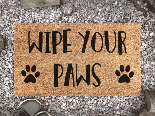 Bold Wipe Your Paws - Dog/Cat Paw Print Doormat Cute Pet Animal Lover Gift Family Doormats