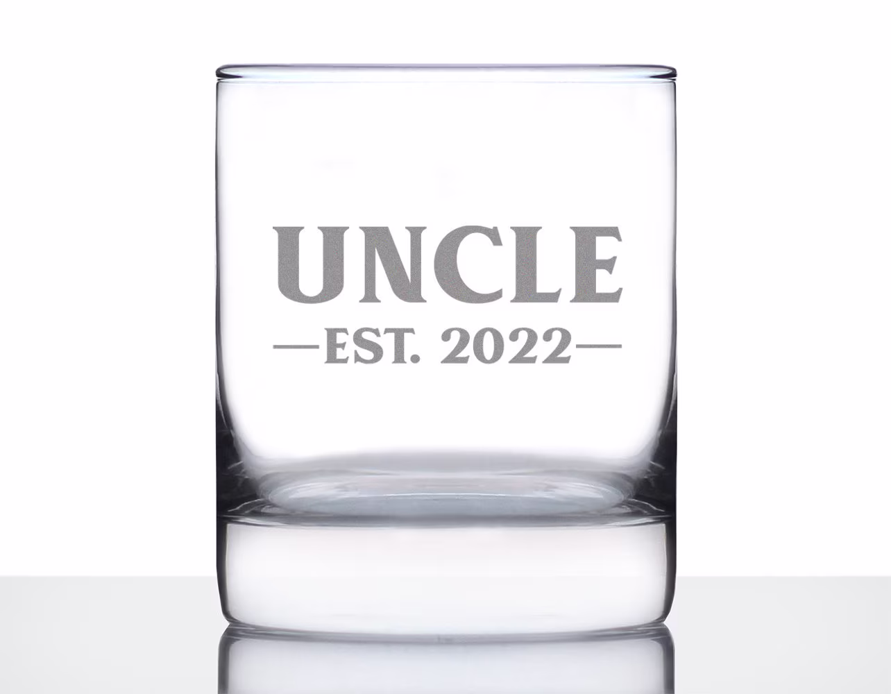 Uncle Est. 2022 - Bold 10 Oz Rocks Glass Or Old Fashioned Glass, Etched Sayings, Father's Day Gift & Baby Reveal
