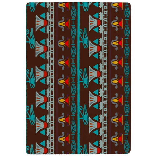Parenteau Ethnic Silhouettes Designer Shaggy Brown/Blue/Red Rug