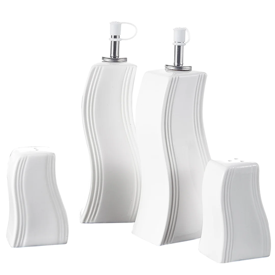 FLORAC 4-piece/set Porcelain China Seasonings Pot Pepper Shaker Condiment Set