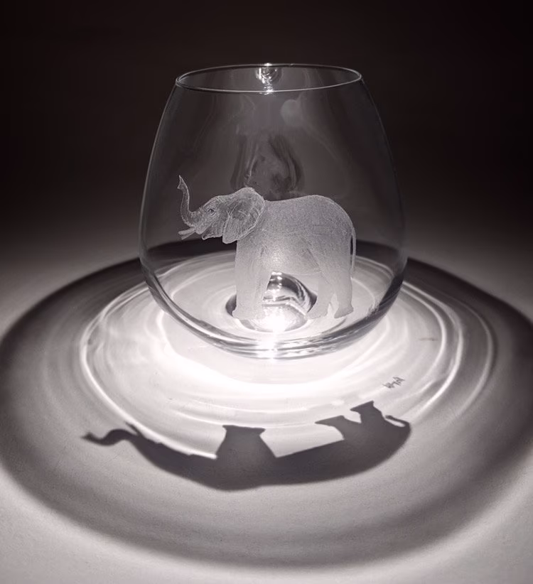 Elephant Glasses - Gifts Engraved Whisky Glass Personalised Wine Animal Art Www Whisky, Wine, Water