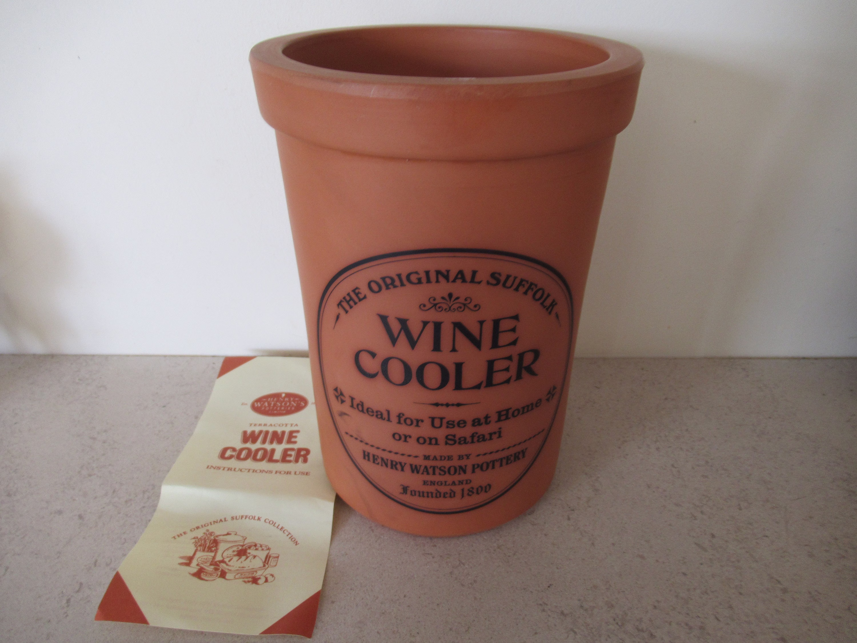 Vintage Boxed Henry Watson Pottery Original Suffolk Terracotta Kitchen Wine Cooler