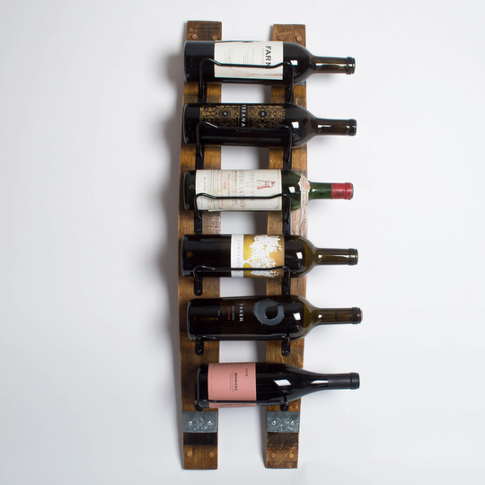 stave & Band 6 Bottle Wall Wine Rack, Natural Finish