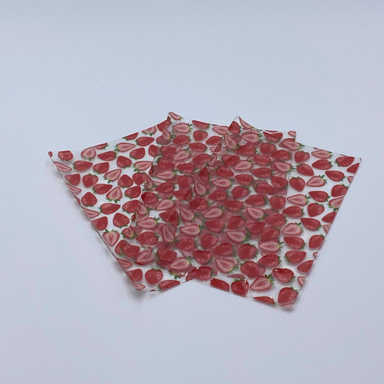 strawberry, Red, Fruit, PVC Shaker Bow Sleeve, 10cm X 15cm | 4In 6In, Supplies, Diy Hair Bows