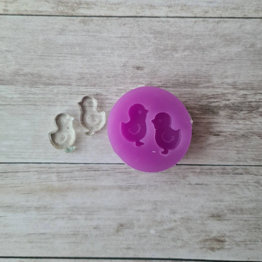 stud Earrings Mold, 14mm Easter Chick Resin Flexible Silicone Polymer Clay Supplies, Supplies
