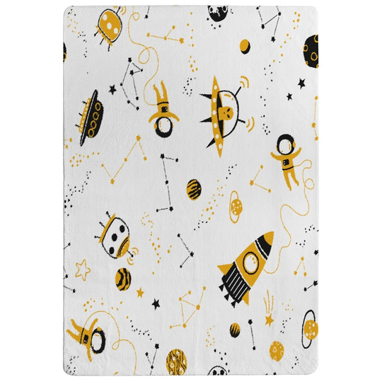 Goodlett Space Pattern Designer Shaggy Ivory/Gold Rug
