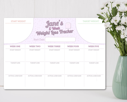 Personalised Dry Wipe Weight Loss Tracker. Whiteboard Chart. Plaque