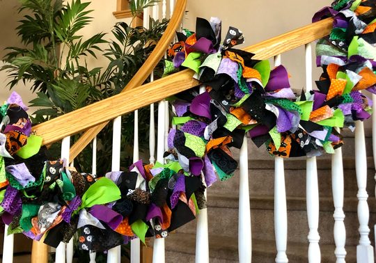 Sparkling Colorful Halloween Fabric Garland, Party Decoration, Halloween Decoration, Rag Garland, Halloween Garland, Fabric Garland