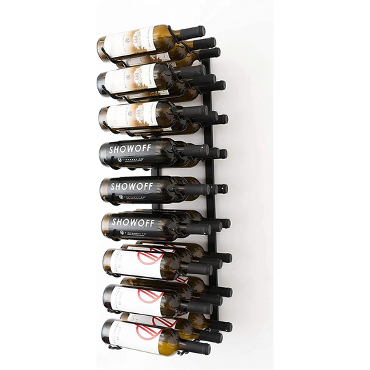(3 Ft) - 27 Bottle Metal Wall Mounted Wine Rack (Brushed Nickel) Stylish Modern Wine Storage With Label Forward Design
