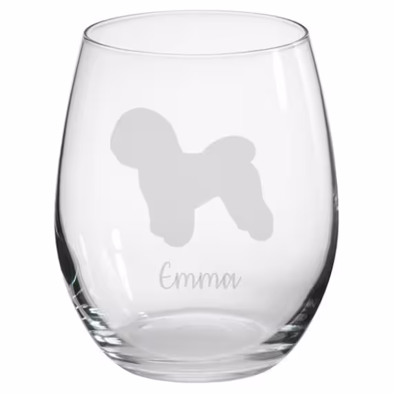 Personalised Bichon Frise Engraved Stemless Glass, Gift, Dog Gift, Owner, Gin