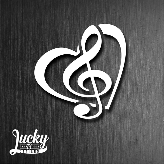 Treble Clef Heart Vinyl Decal