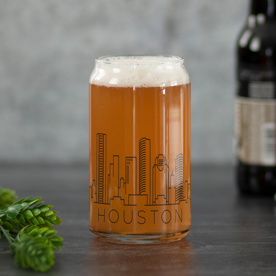 Houston, Tx Skyline Beer Can Glass