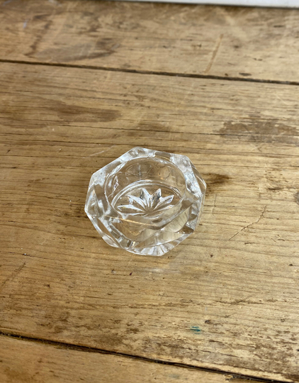 Vintage Small Round Cut Glass Salt Cellar - Nice Chunky Piece in Very Good Condition