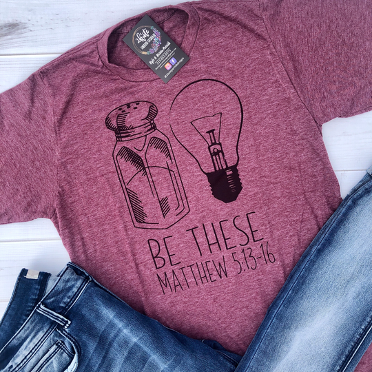 Be The Light Shirt, Be Salt & Light, Shaker Bible Verse Matthew 5 16, Let Your Shine Bright Tee
