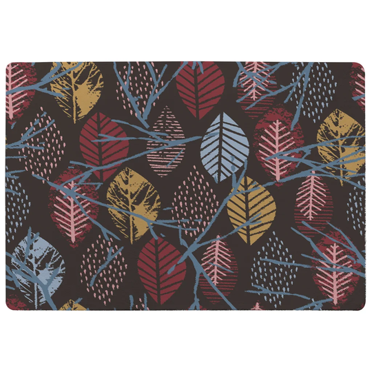 Merritt Prints of Autumn Leaves Shaggy Brown/Blue/Red Rug