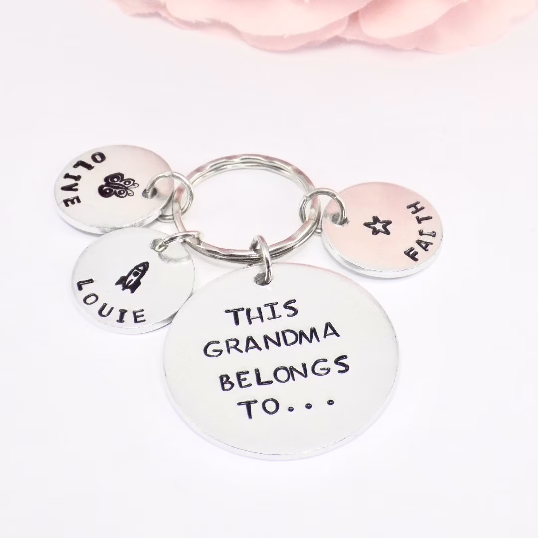This Grandma Belongs To Keyring, Nanny Nana Gift, Birthday Gift From Grandkids, Keychain