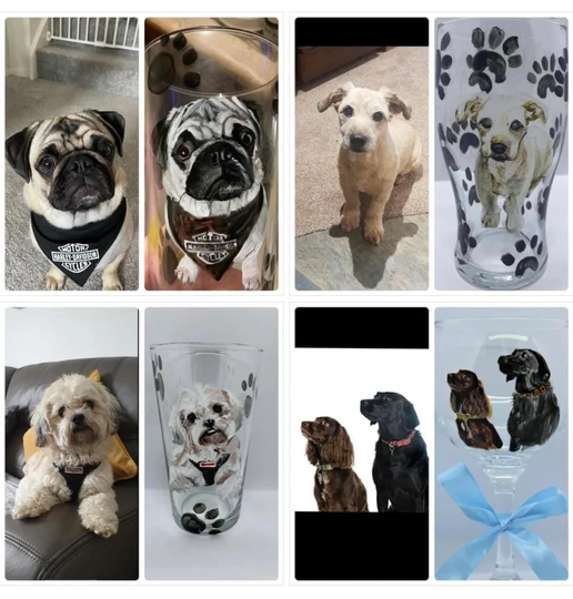 Bespoke Hand Painted Dog Portrait On Glass